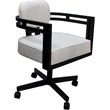 Pemberly Row Swivel Metal Dining Caster Chair in White Vinyl/Black