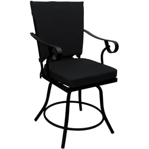 Pemberly Row Outdoor/Indoor Patio Dining Chair in Black Fabric/Black