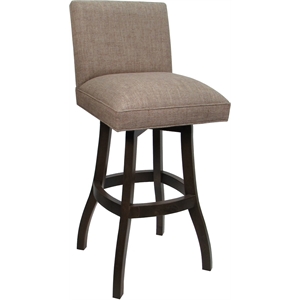 Pemberly Row Solid Wood 30&quot Bar Stool in Basin Beige Fabric/Dark Walnut
