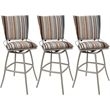 Pemberly Row Set of 3 Outdoor/Indoor Counter Stools Armless in Nutmeg/Beige