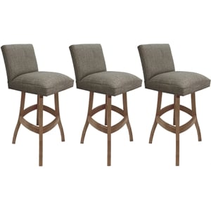 Pemberly Row Set of 3 Swivel Wood 30&quot Bar Stools in Plumley Cocoa/Cashew