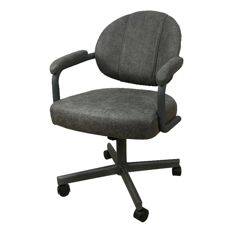 Pemberly Row Swivel Metal Caster Dining Chair in Northwest Elk/Grey