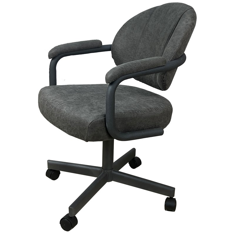 Pemberly Row Swivel Metal Caster Dining Chair in Northwest Elk/Grey