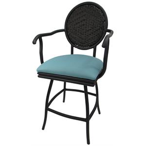 Pemberly Row 26&quot Swivel Aluminum Counter Bar Stool in Turquoise/Black
