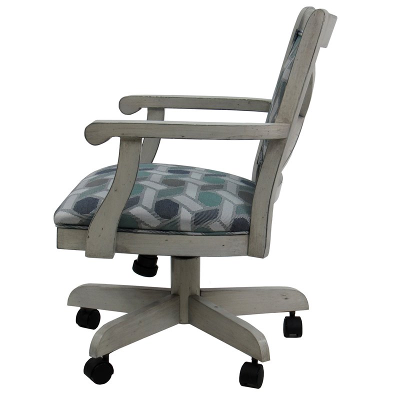 Pemberly Row Swivel Mango Wood Dining Chair in Camber Seaglass Green