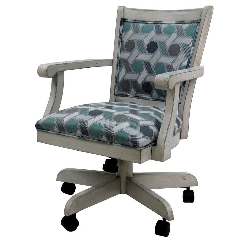 Pemberly Row Swivel Mango Wood Dining Chair in Camber Seaglass Green