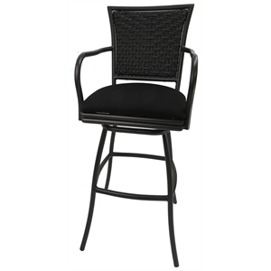 Pemberly Row Outdoor Patio 30&quot Bar Stool in Black Fabric/Black Metal