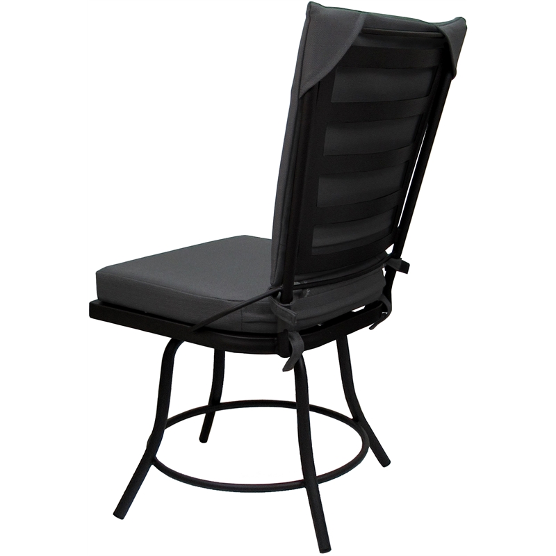 Pemberly Row Outdoor/Indoor Patio Dining Chair Armless in Dark Gray/Black