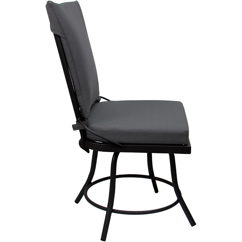 Pemberly Row Outdoor/Indoor Patio Dining Chair Armless in Dark Gray/Black