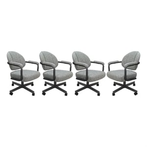 Pemberly Row Set of 4 Swivel Metal Dining Caster Chairs Hemsath Slate/Grey