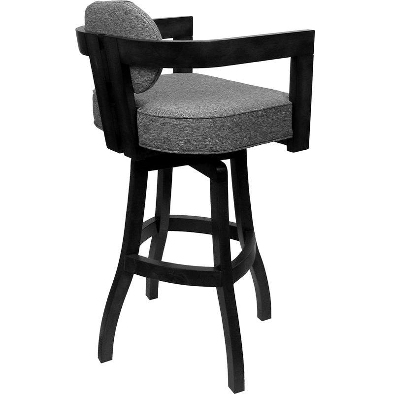 Pemberly Row Swivel Wood Extra Tall Bar Stool in Mojave Gray/Black