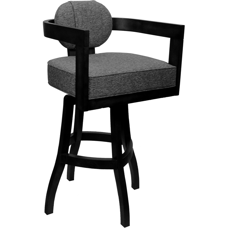 Pemberly Row Swivel Wood Extra Tall Bar Stool in Mojave Gray/Black