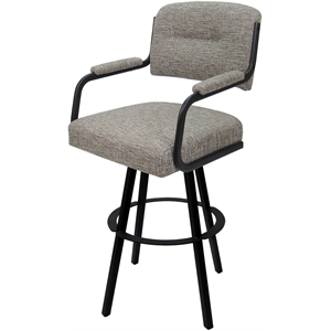 Pemberly Row Swivel Counter Metal 26&quot Bar Stool in Jetty June Khaki/Black