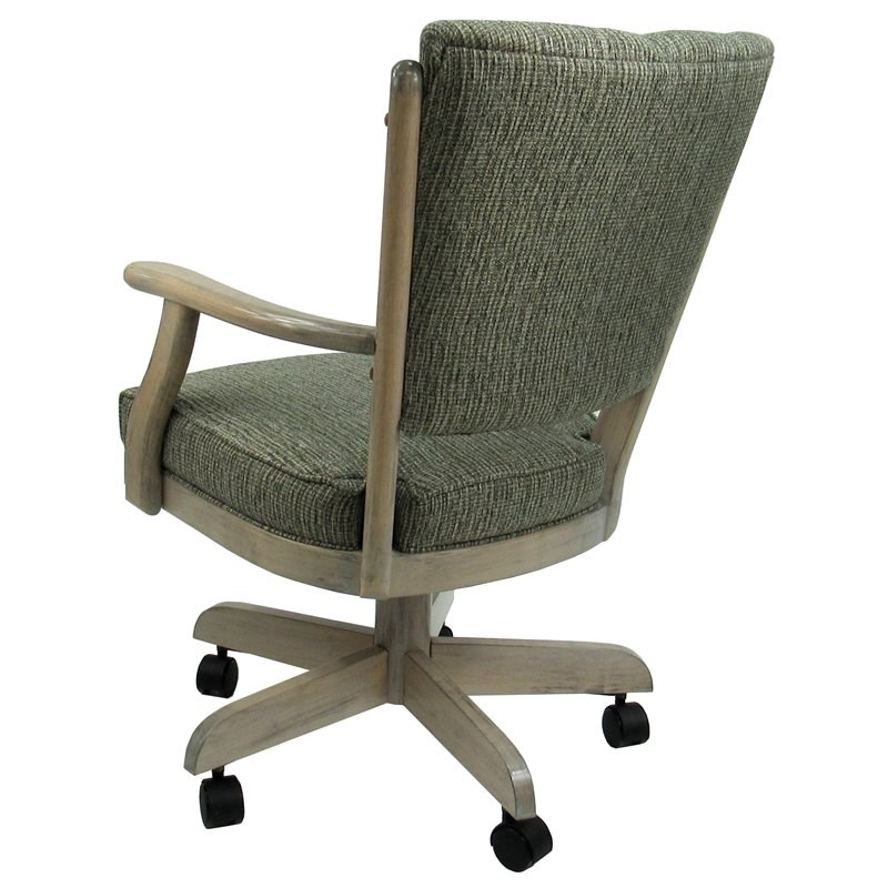 Pemberly Row Swivel Wood Dining Caster Chair on Wheels in Smoke Gray