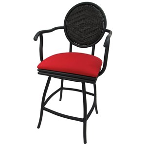 Pemberly Row Swivel Counter 26&quot Bar Stool in Black Powder Coated Frame