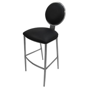 Pemberly Row 35&quot Contemporary Stainless Steel Extra Tall Bar Stool in Black