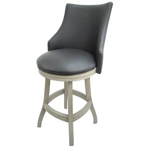 Pemberly Row 26&quot Swivel Wood Counter Stool in Gray/Antique White