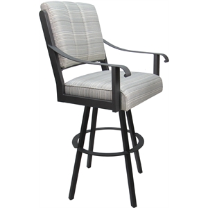 Pemberly Row 30&quot Swivel Metal Bar Stool in Natural Fun Cream Fabric/Gray