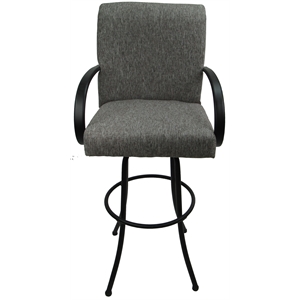 Pemberly Row Swivel 30&quot Bar Stool in Mojave Gray Fabric/Black Metal Frame