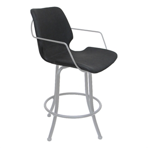 Pemberly Row 34&quot Swivel Extra Tall Metal Bar Stool in Gray Vinyl/White