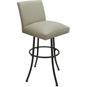 Pemberly Row Swivel Metal 30&quot Bar Stool in Ocean Beige Vinyl/Brown