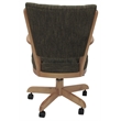 Pemberly Row Caster Solid Wood Dining Chair in Sanora Brown Fabric/Natural