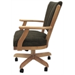 Pemberly Row Caster Solid Wood Dining Chair in Sanora Brown Fabric/Natural
