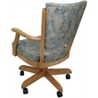 Pemberly Row Caster Solid Wood Dining Chair in Poet Sky Blue Fabric/Natural