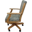 Pemberly Row Caster Solid Wood Dining Chair in Poet Sky Blue Fabric/Natural