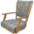 Pemberly Row Caster Solid Wood Dining Chair in Poet Sky Blue Fabric/Natural