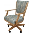 Pemberly Row Caster Solid Wood Dining Chair in Poet Sky Blue Fabric/Natural