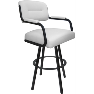 Pemberly Row Swivel Metal Extra Tall 34&quot Stool in White Vinyl/Gray