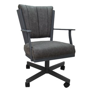 Pemberly Row Swivel Dining Caster Chair in NW Elk Charcoal/Gray Metal