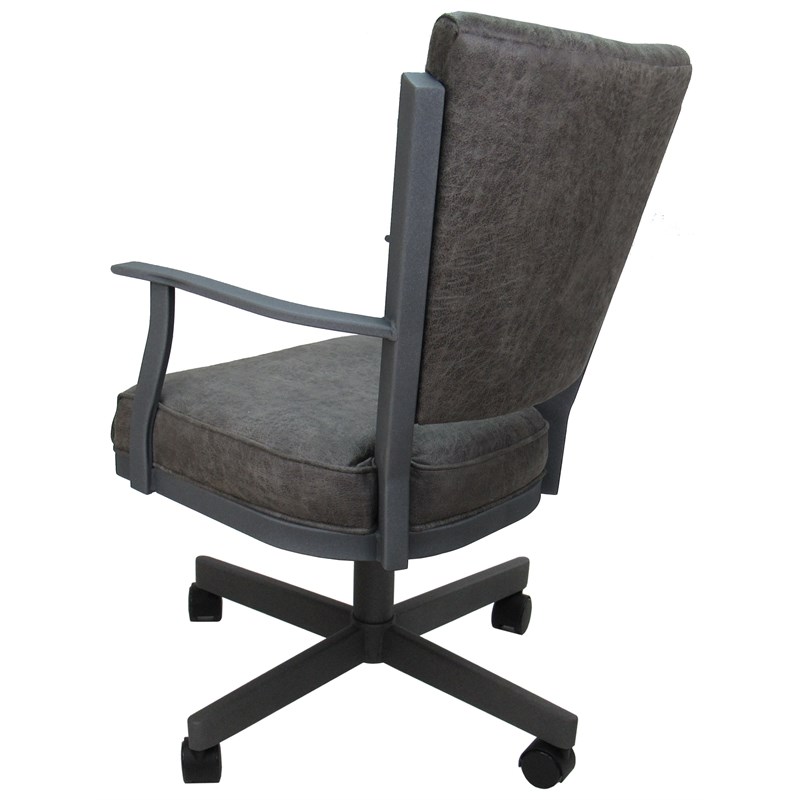 Pemberly Row Swivel Dining Caster Chair in NW Elk Charcoal/Gray Metal