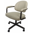 Pemberly Row Set of 4 Swivel Metal Dining Caster Chair in Beige Vinyl/Coffee