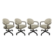 Pemberly Row Set of 4 Swivel Metal Dining Caster Chair in Beige Vinyl/Coffee