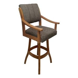 Pemberly Row Counter Solid Wood 26&quot Bar Stool in Plumley Cocoa Fabric/Honey Wood