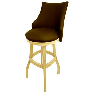 Pemberly Row 34&quot Swivel Wood Extra Tall Bar Stool in Brown/Beige