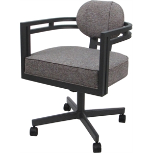 Pemberly Row Swivel Metal Dining Caster Chair in Mojave Gray Fabric/Gray