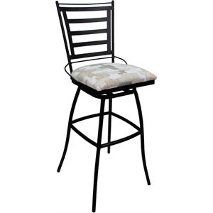 Pemberly Row Aluminum Outdoor Extra Tall 34&quot Armless Stool in Craft White/Black
