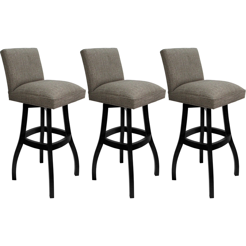 Pemberly Row Set of 3 Extra Tall Swivel Wood Stools in Plumley Cocoa/Black