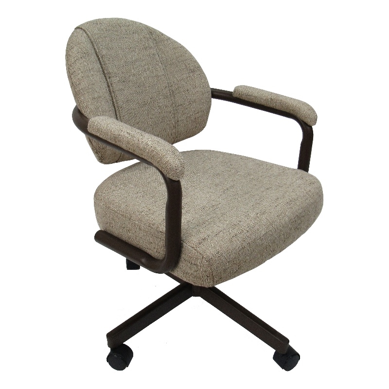 Pemberly Row Swivel Metal Caster Dining Chair in Hemsath Driftwood/Brown