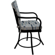 Pemberly Row Outdoor/Indoor Patio Dining Chair in Blue Beige Fabric/Black Frame