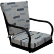 Pemberly Row Outdoor/Indoor Patio Dining Chair in Blue Beige Fabric/Black Frame