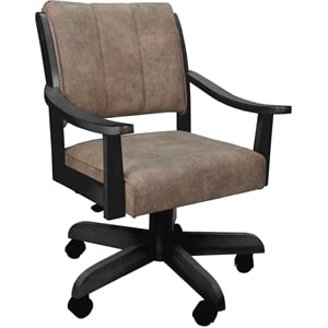 Pemberly Row Limited Solid Wood Caster Dining Chair in Chestnut/Black