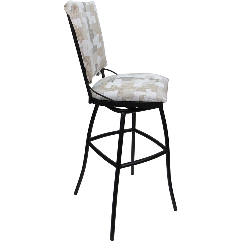 Pemberly Row Outdoor/Indoor Extra Tall Stool PB Armless in Craft White/Black