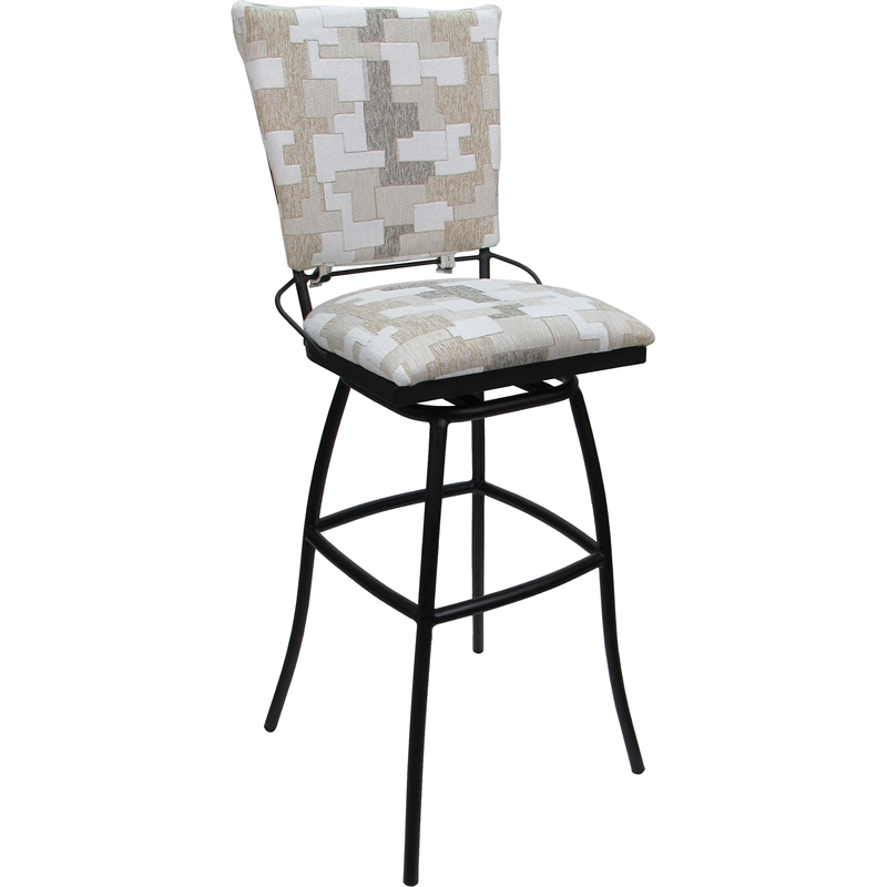 Pemberly Row Outdoor/Indoor Extra Tall Stool PB Armless in Craft White/Black