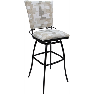 Pemberly Row Outdoor/Indoor Extra Tall Stool PB Armless in Craft White/Black