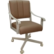 Pemberly Row Leather Dining Caster Chair Swivel Tilt in Brown Leather/Beige