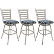 Pemberly Row Set of 3 Outdoor/Indoor Swivel Bar Stools Armless in Flint/Beige